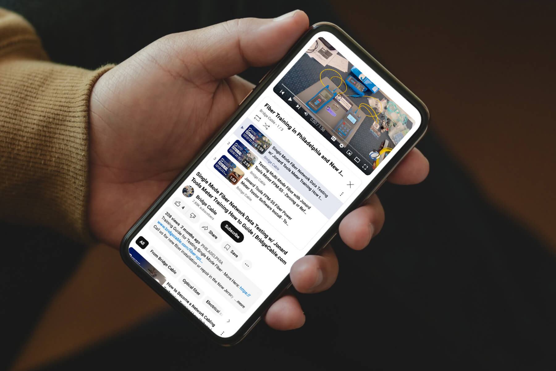 Bridge Cable YouTube on phone screen