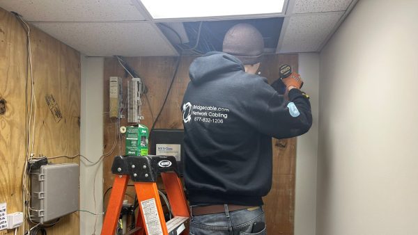 A technician doing an installation