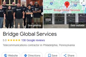 A screenshot of Bridge Cable's Google reviews
