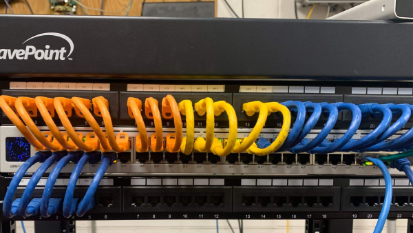 orange yellow and blue color coded connectors for structured cabling