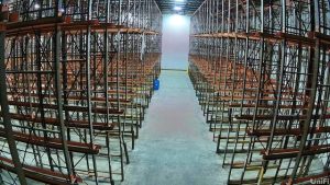 Why Your Inventory Heatmap Must Match Peak Stock 3 Bays of empty pallet racking stretching down the aisle — the exact bare-rack condition that produces an unreliable inventory heatmap.