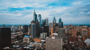 Network Downtime Cost for Pennsylvania Businesses 2 Aerial view of the Philadelphia skyline, representing network downtime cost for Pennsylvania businesses.