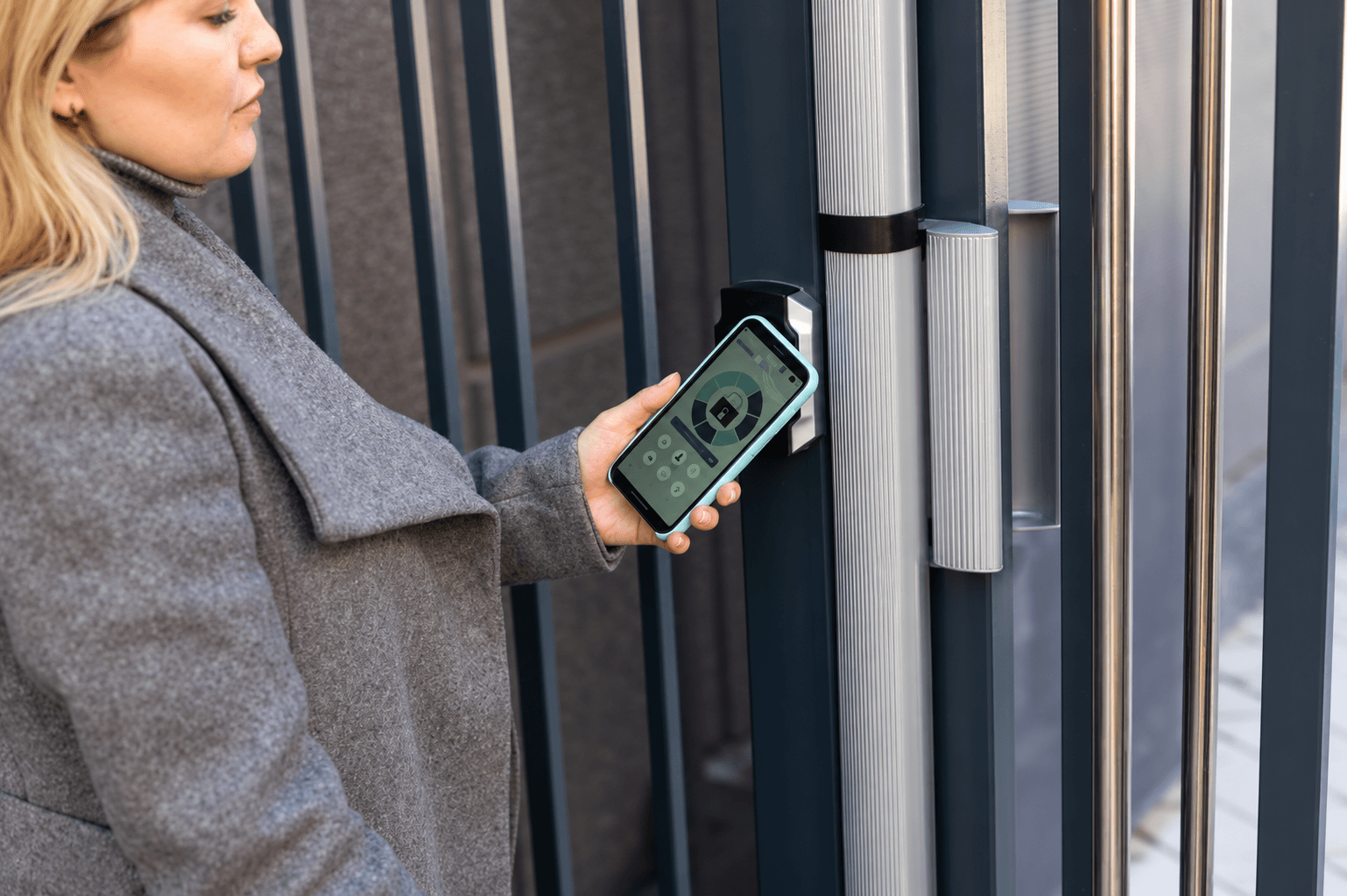 Home 198 mobile credential unlocking secured entry gate
